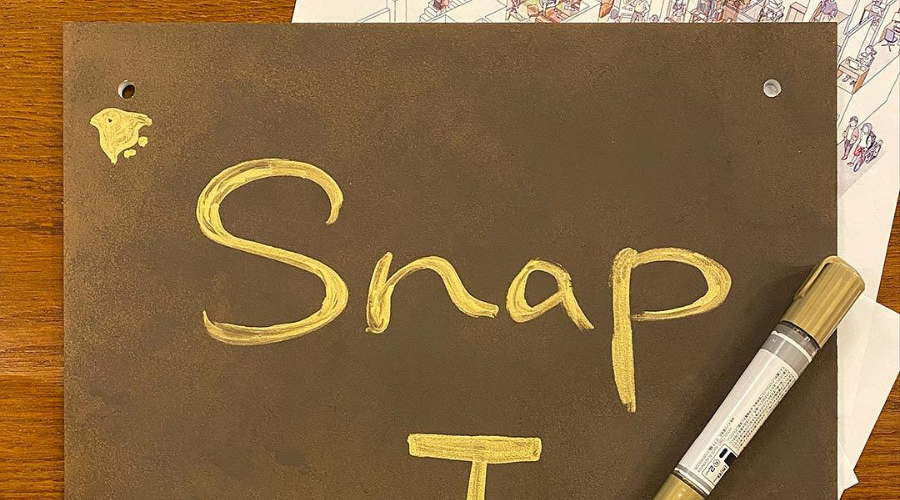 地元・奥浅草の交流拠点「SNAP」さんのために本品堂 大野が描いた網干