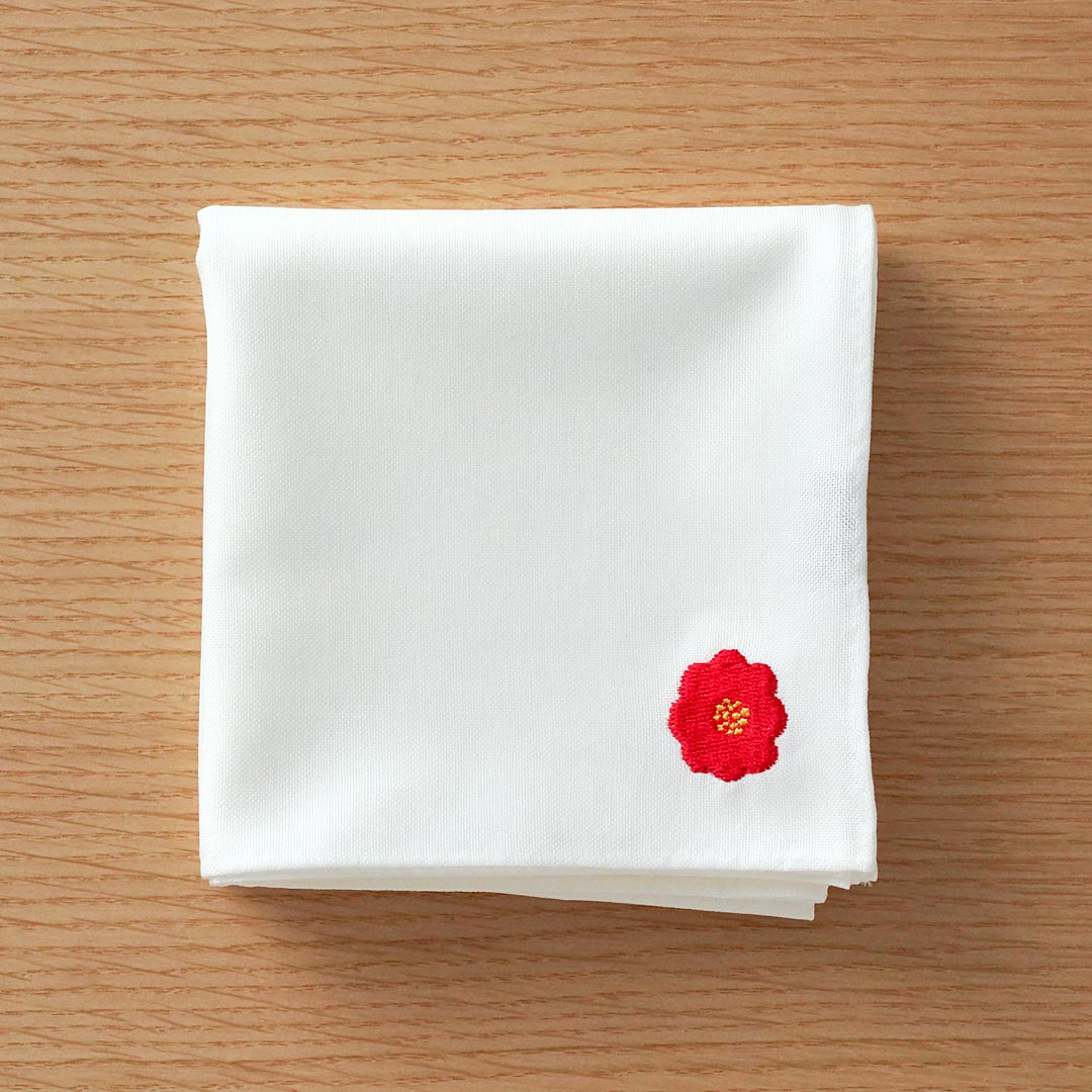 本品堂の刺繍ハンケチつばき