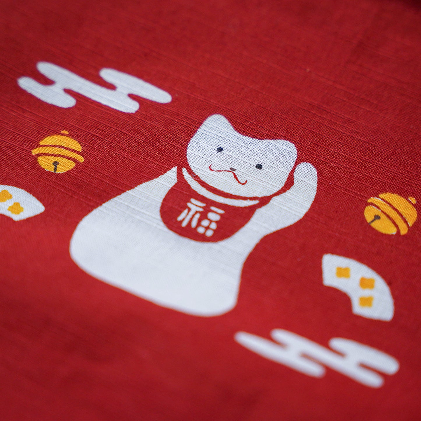 
                  
                    ●NEW●　型染め・巾着バッグ「招き猫」
                  
                