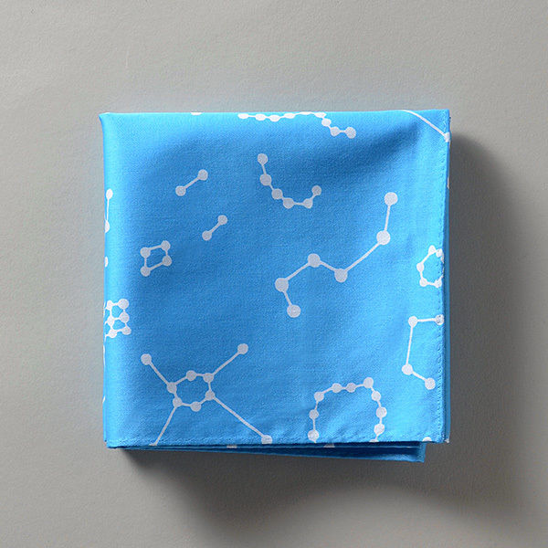 浅草の型染め工房本品堂（ポンピン堂）のハンケチ　ハンカチ　星図　文様　型染め　更銈　テキスタイル