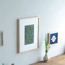 Load image into Gallery viewer, 浅草の型染め工房本品堂（ポンピン堂）の型染め額装　花柄小紋　文様　型染め　更銈　テキスタイル
