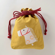 将图片加载到图库查看器，浅草の型染め工房本品堂（ポンピン堂）の合切袋　午　うま　文様　型染め　更銈　テキスタイル
