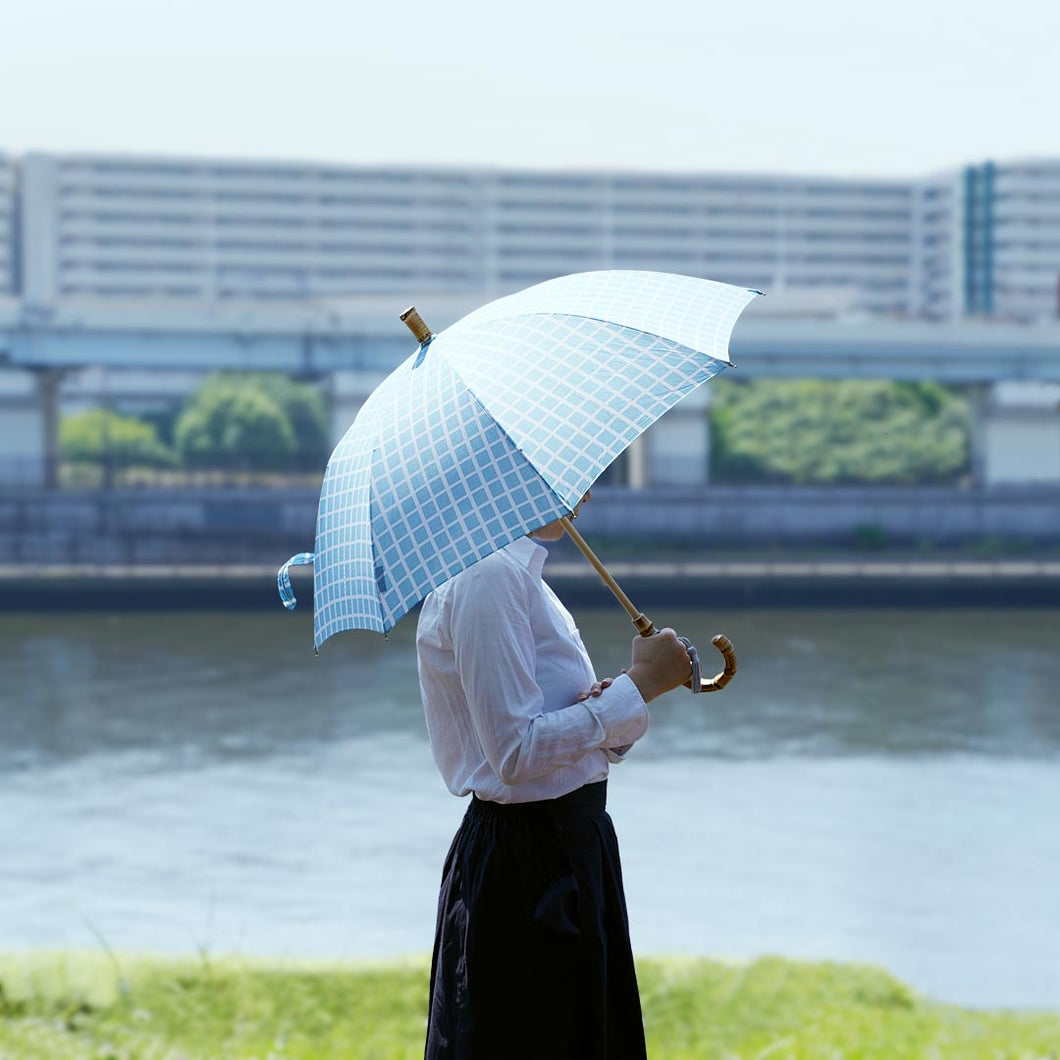 浅草の型染め工房本品堂（ポンピン堂）の晴雨兼用傘　KOSHIGYOGI　文様　型染め　更銈　テキスタイル